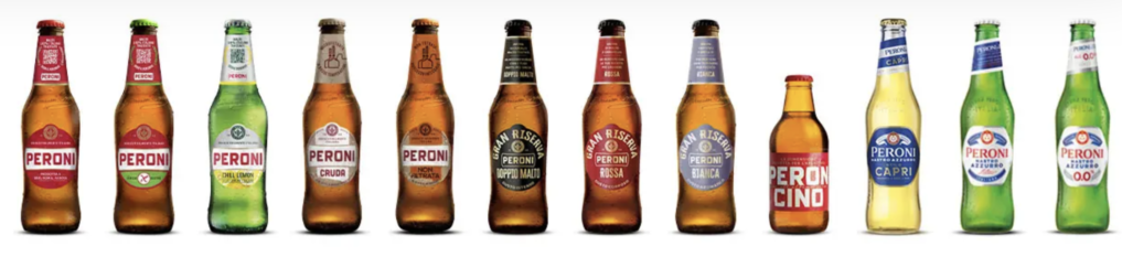 Assortiment van verschillende Birra Peroni-bieren